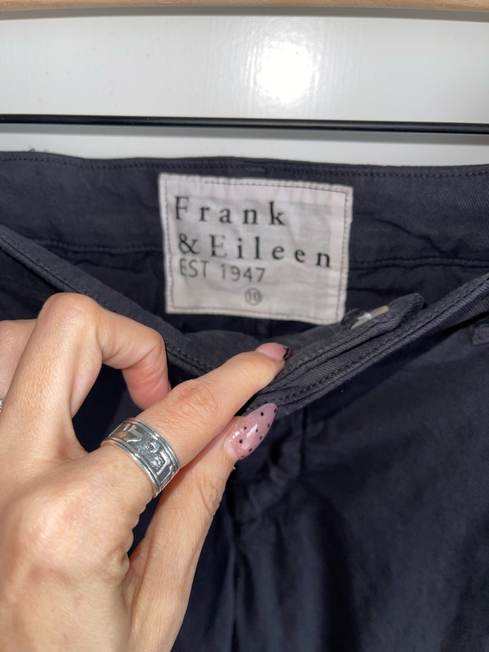Frank & Eileen Gray Cropped Pants Size 10 Cotton Casual Raw Hem Chino - Picture 3 of 7